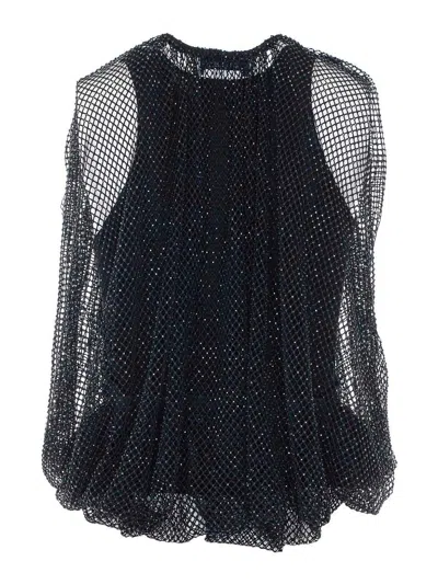 Sportmax Embellished Mesh And Jersey Top In Black