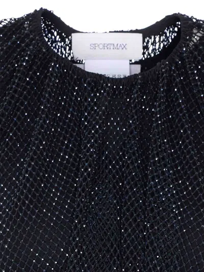 Sportmax Embellished Mesh And Jersey Top In Black