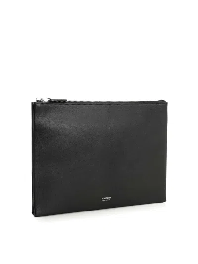 Tom Ford Black Leather Clutch In Black