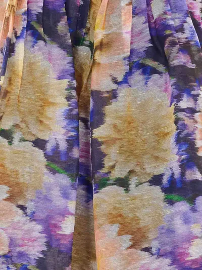 Zimmermann Luna Gathered Floral-print Linen And Silk-blend Mini Dress In Multi