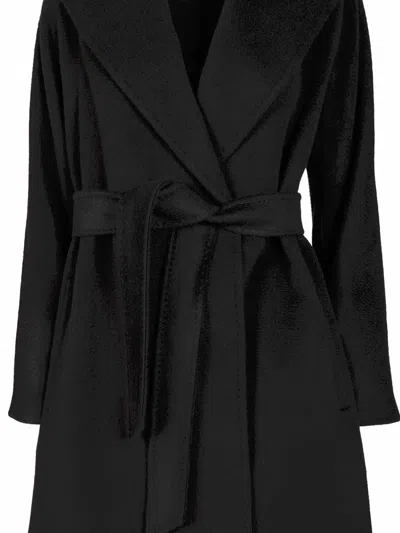 Max Mara Studio Cles Single-breasted Wool Coat In Black