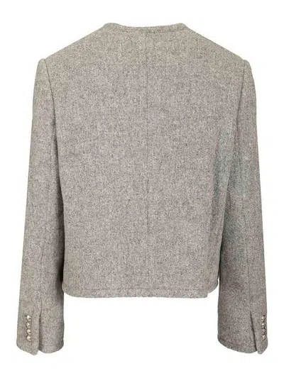 Dunst Grey Crewneck Jacket With Buttons On The Front In Gray