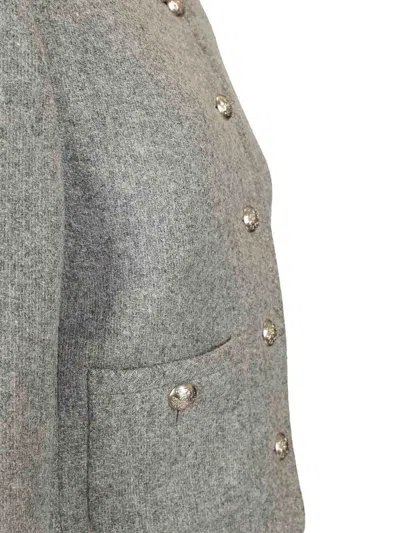 Dunst Grey Crewneck Jacket With Buttons On The Front In Gray