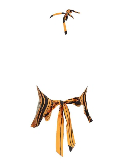 Raquel Diniz Halterneck Open Back Top Asymmetric Hem In Multi
