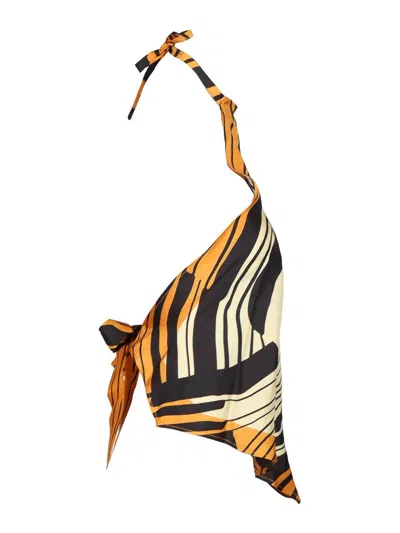 Raquel Diniz Halterneck Open Back Top Asymmetric Hem In Multi