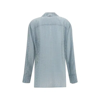 Fendi Silk-blend Dévoré Shirt In Blue