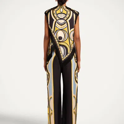 La Doublej Club Printed Silk Twill Wide-leg Pants In Multi