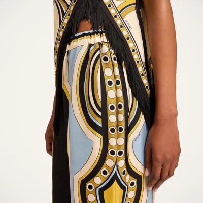La Doublej Club Printed Silk Twill Wide-leg Pants In Multi