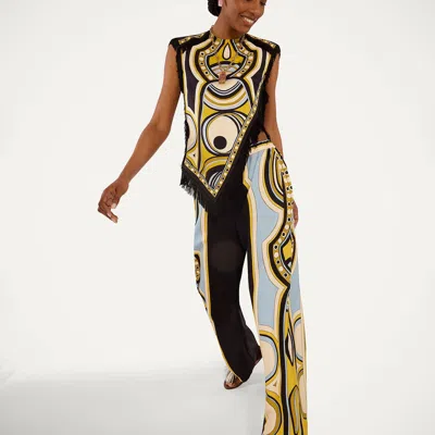 La Doublej Club Printed Silk Twill Wide-leg Pants In Multi