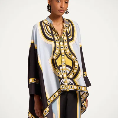 La Doublej Foulard Geometric-print Shirt In Black