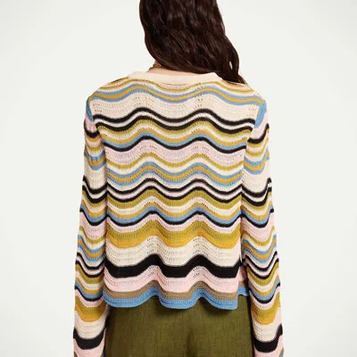 La Doublej Chevron-pattern Cropped Sweater In Multi