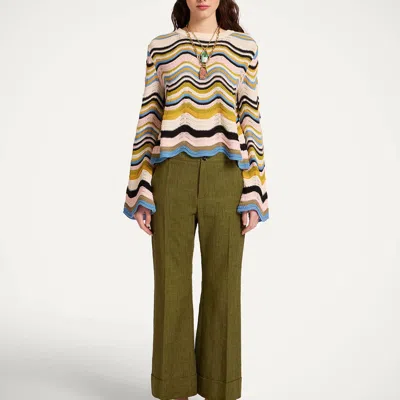 La Doublej Chevron-pattern Cropped Sweater In Multi