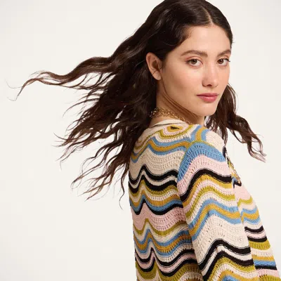 La Doublej Chevron-pattern Cropped Sweater In Multi