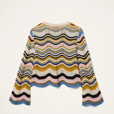 La Doublej Chevron-pattern Cropped Sweater In Multi