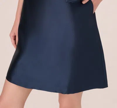Adrianna Papell Sleeveless Mikado Peplum Short Dress In Midnight In Blue