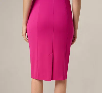 Adrianna Papell Short Sleeve 3d Floral Stretch Crepe Sheath Dress In Bright Magenta In Pink