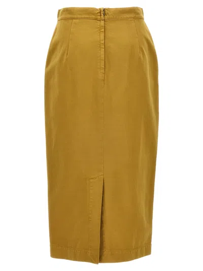 Max Mara Yellow Back Split Skirt In Gold