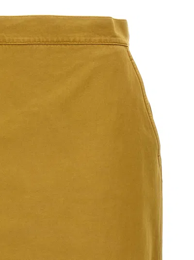 Max Mara Yellow Back Split Skirt In Gold