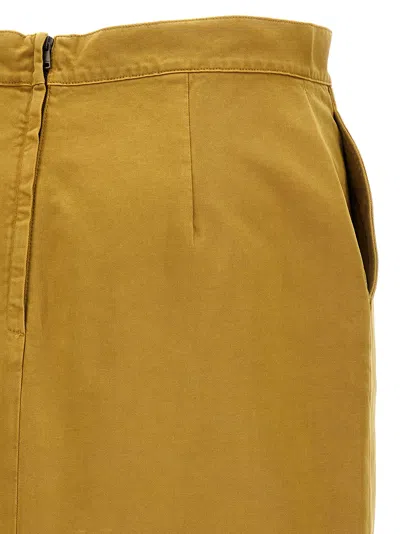 Max Mara Yellow Back Split Skirt In Gold
