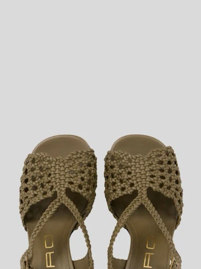 Etro Woven High-heeled Sandals In Green