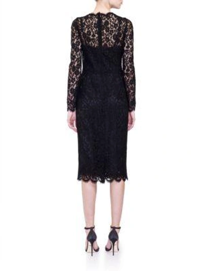 Shop Dolce & Gabbana Jackie Long-sleeve Lace Dress In Black