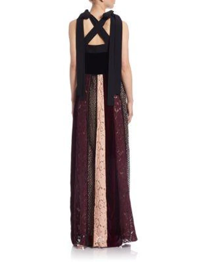 Shop Lanvin A-line Mixed Print Gown In Blush