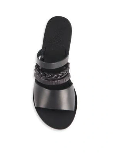 Shop Ancient Greek Sandals Helene Leather Slides In Black
