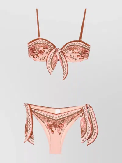 Zimmermann Womens Pink Paisley Floral Aster Scarf Tie Bikini Set Xs In Pink