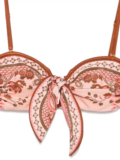 Zimmermann Womens Pink Paisley Floral Aster Scarf Tie Bikini Set Xs In Pink