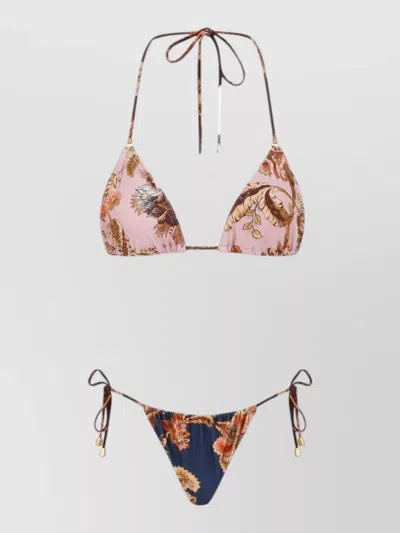 Zimmermann Womens Aster Floral Spliced Bikini Set Xs In Multi