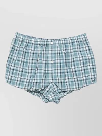 Acne Studios Organic Cotton Lounge Shorts Plaid Pattern In Blue