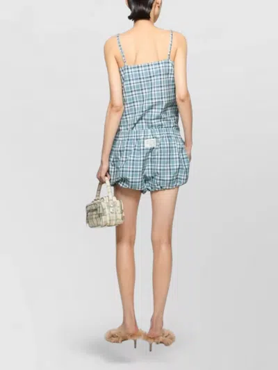 Acne Studios Organic Cotton Lounge Shorts Plaid Pattern In Blue