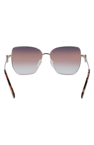 Longchamp 58mm Gradient Rectangular Sunglasses In Gold
