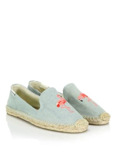 Shop Soludos Flamingo Chambray Espadrille Flats In Light Blue