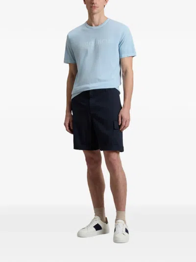 Woolrich Garment-dyed Printed T-shirt In Blue