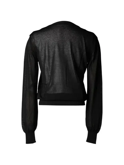 Pushbutton Layered Pleated-panel Sweater In Black