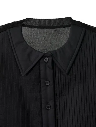 Pushbutton Layered Pleated-panel Sweater In Black