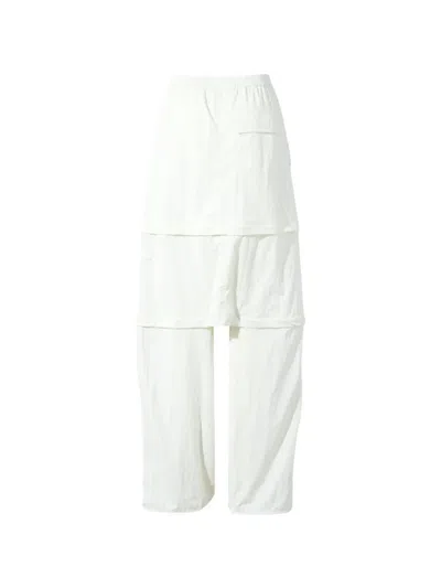 Pushbutton Detachable Three-way Trousers In White