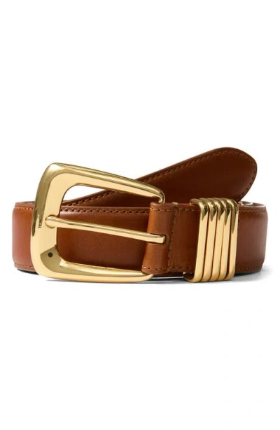 Veronica Beard Arch Leather Belt In Brown