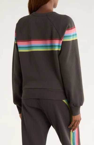 Marine Layer Cloud 9 Stripe Cotton Blend Sweatshirt In Brown