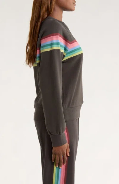 Marine Layer Cloud 9 Stripe Cotton Blend Sweatshirt In Brown