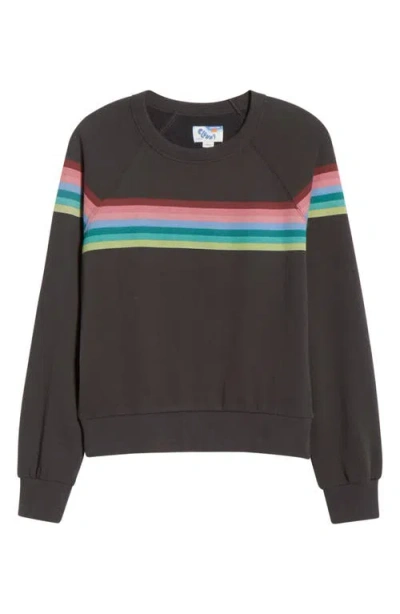Marine Layer Cloud 9 Stripe Cotton Blend Sweatshirt In Brown