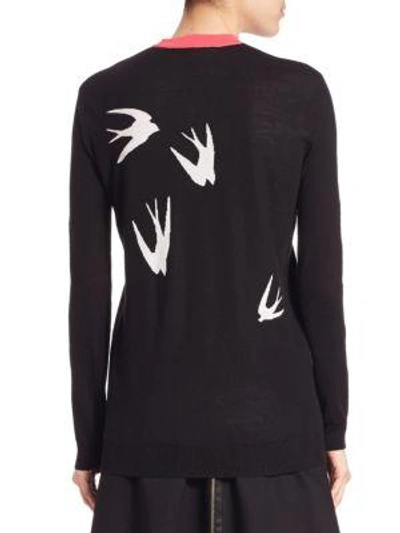 Shop Mcq By Alexander Mcqueen Swallow Wool Top In Black-white