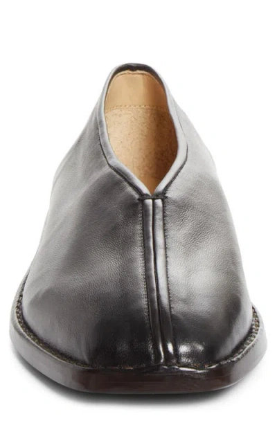 Lemaire Leather Loafer Slipper Round Toe Piping In Black