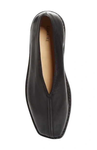 Lemaire Leather Loafer Slipper Round Toe Piping In Black
