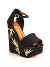 CHARLOTTE OLYMPIA Sequined Linen Platform Wedge Sandals