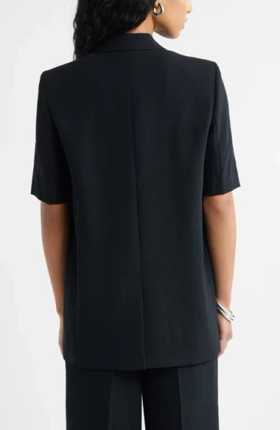 Open Edit Curator Short Sleeve Blazer In Black
