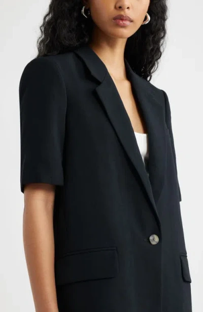 Open Edit Curator Short Sleeve Blazer In Black