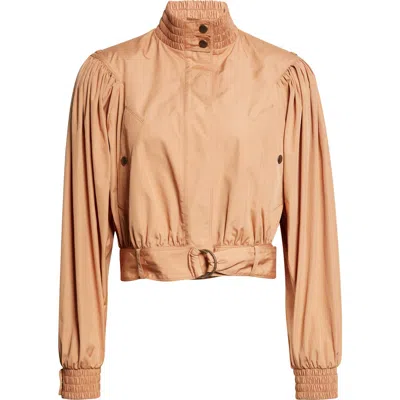 Chloé Ruched Short Cotton Poplin Jacket In Reef Shell In Multi