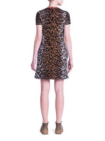 Shop Stella Mccartney Cheetah Jacquard Mini Dress In Beige-multi